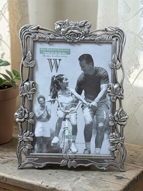 Weston Pewter Picture Frame Ornate Rose Floral 5x7 Photo New